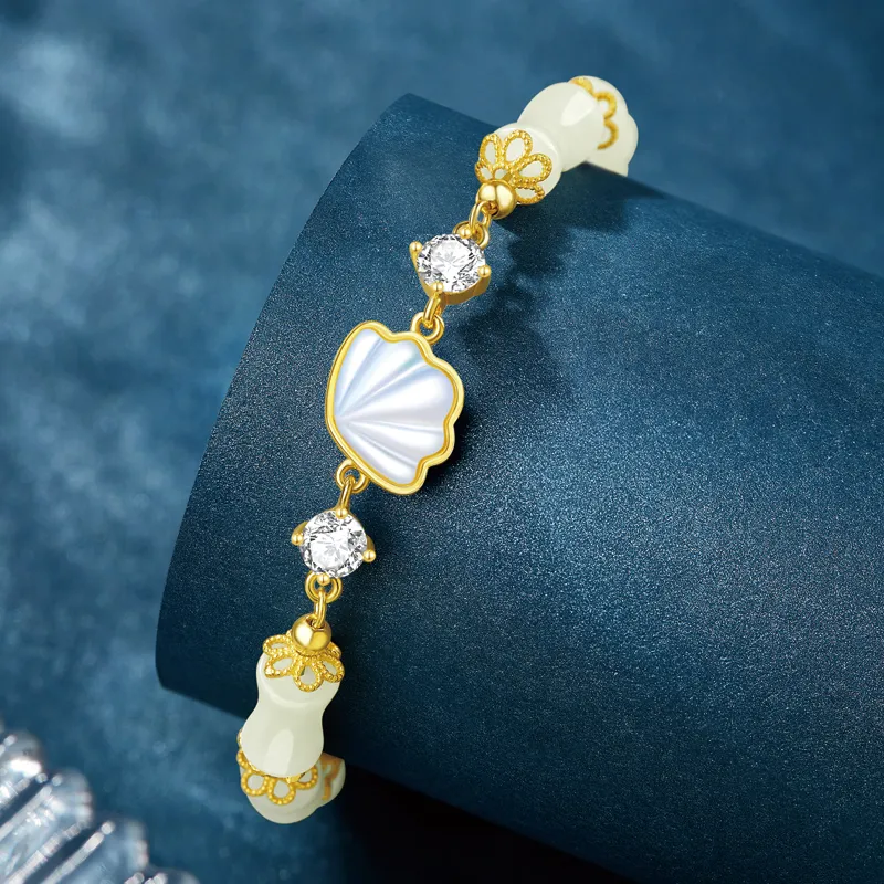 Moonstone Edge Hetian Jade Bracelets Pale Greenish White Jade Women's-5