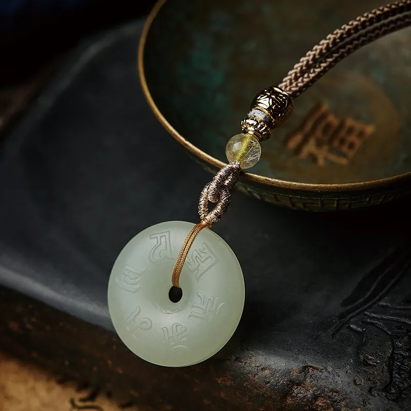 Moonstone Edge Pendants Pale Greenish White Jade Unisex-1