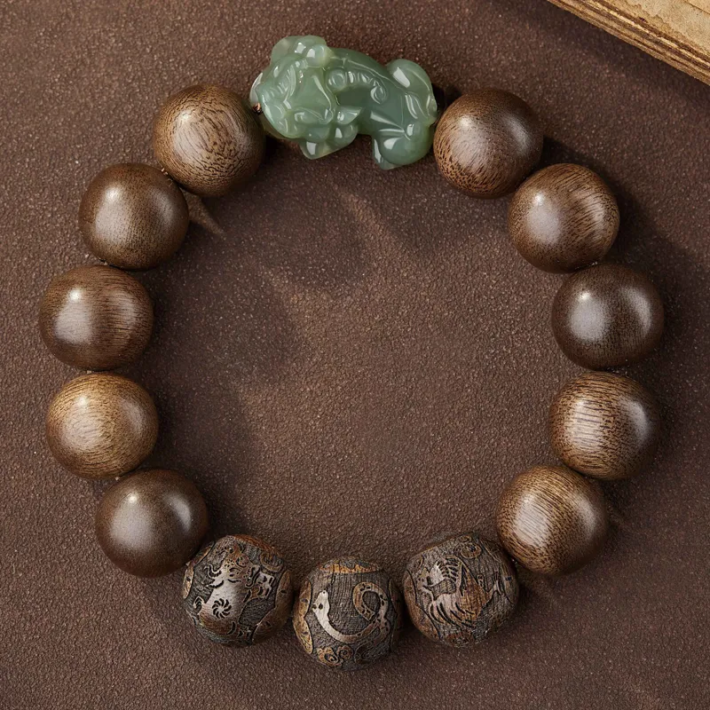 Moonstone Edge Agarwood Precious Wood Bracelets Men's-4