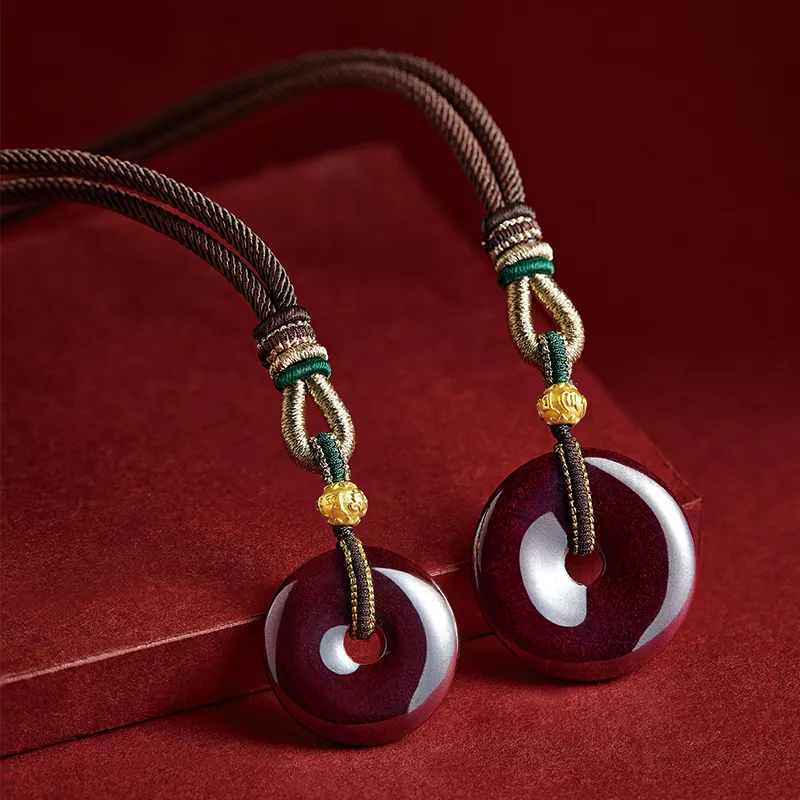 Moonstone Edge Reconstructed Cinnabar Jade Pendants Unisex-5