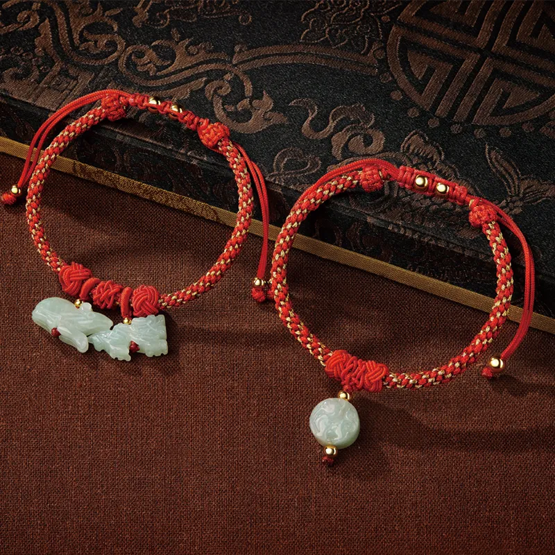 Moonstone Edge Glutinous Jade Jadeite Bracelets Unisex-3