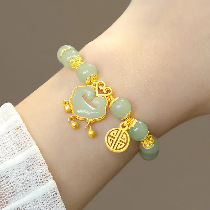 Moonstone Edge Hetian Jade Bracelets Green Jade Women's-1