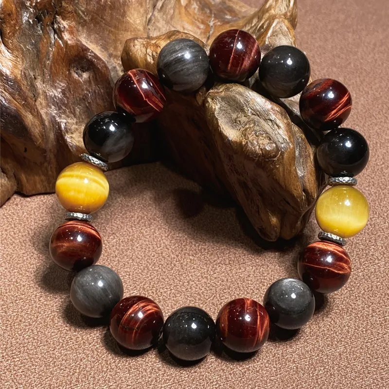 Moonstone Edge Tiger's Eye Stone Bracelets Unisex-3