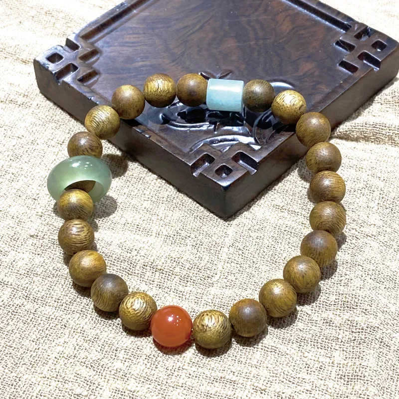 Moonstone Edge Qinan Agarwood Bracelets Unisex-4