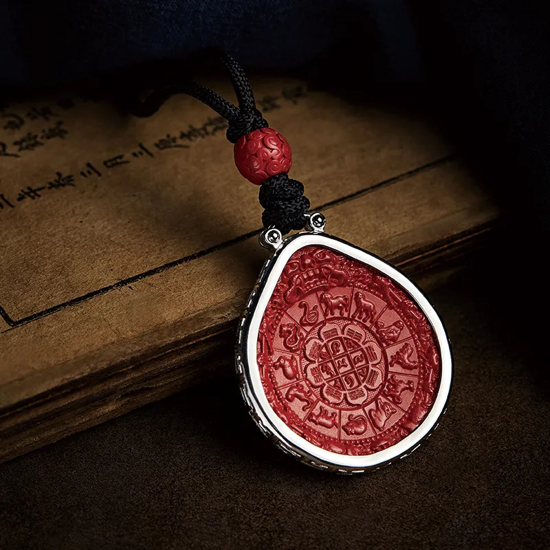 Moonstone Edge Reconstructed Cinnabar Jade Pendants Unisex-1
