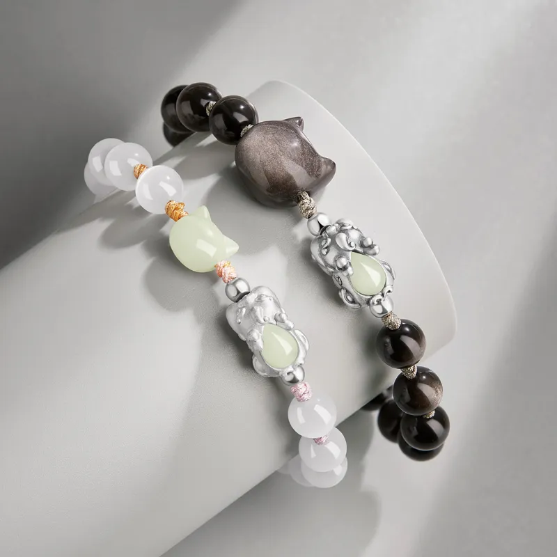 Moonstone Edge Glass Cat Eye Bracelets Unisex-3