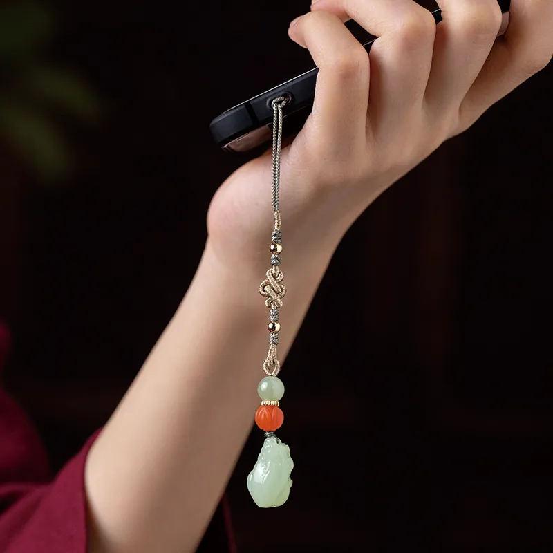Moonstone Edge Hetian Jade Pendants Unisex Pale Greenish White Jade-5