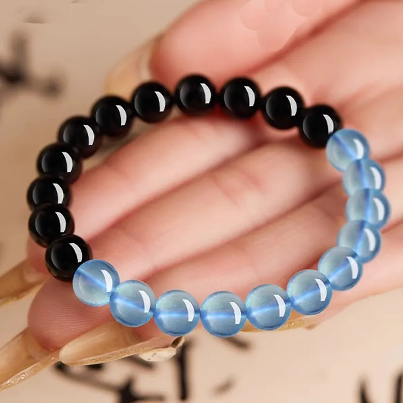 Moonstone Edge Obsidian Bracelets Unisex-2