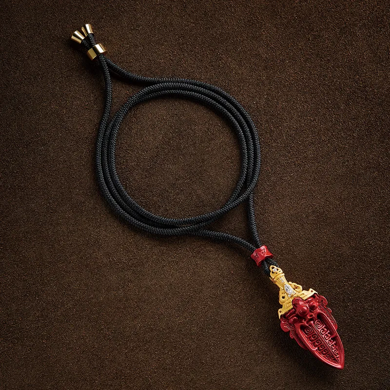 Moonstone Edge Reconstructed Cinnabar Jade Pendants Unisex-4