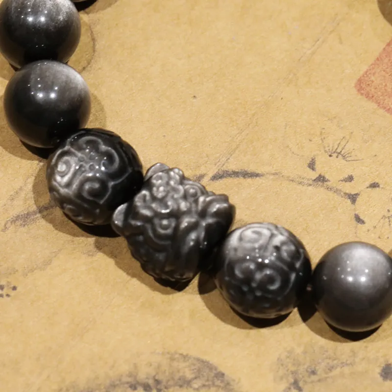 Moonstone Edge Obsidian Bracelets Men's-3