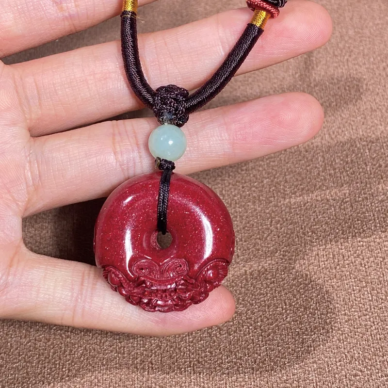 Moonstone Edge Reconstructed Cinnabar Pendants Unisex-3