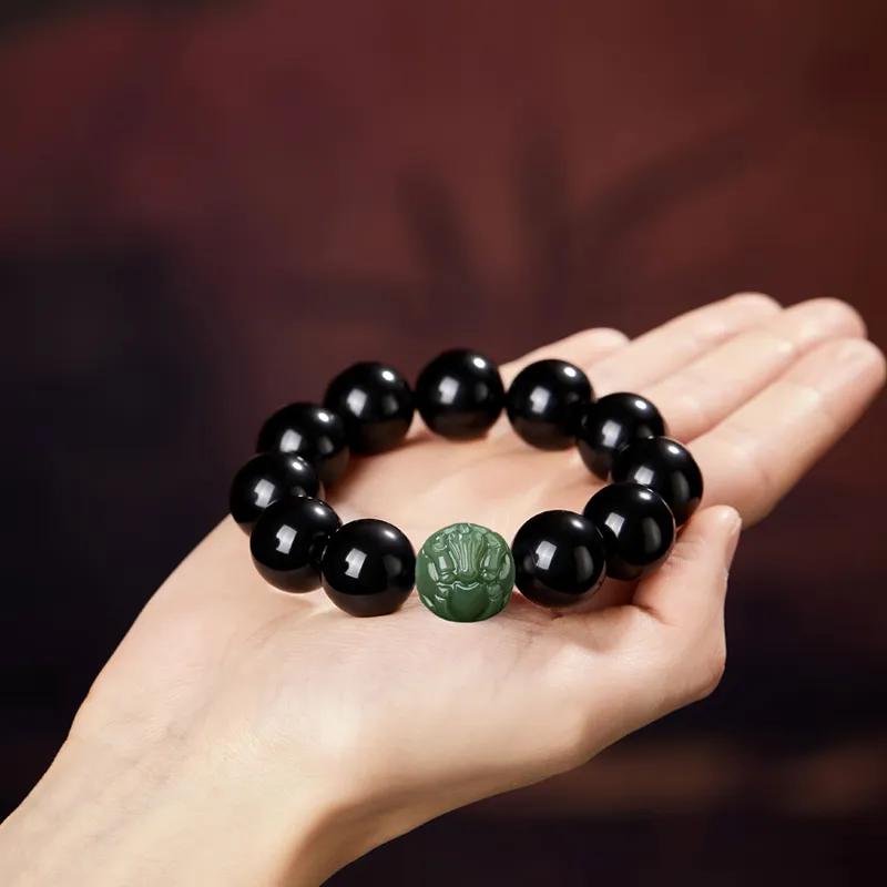 Moonstone Edge Obsidian Jade Bracelets Men's-8