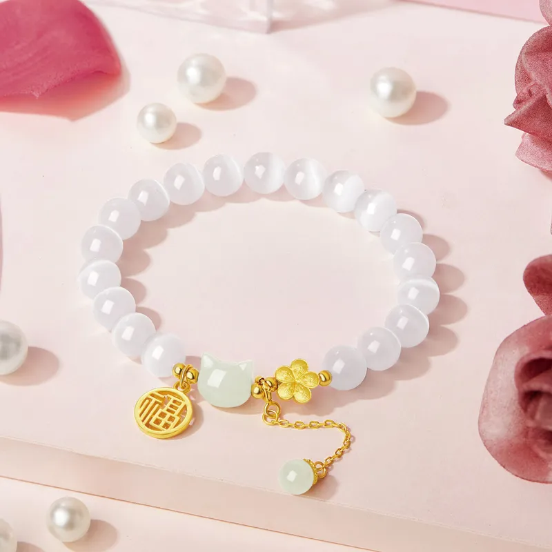 Moonstone Edge Glass Cat Eye Bracelets Women's-5
