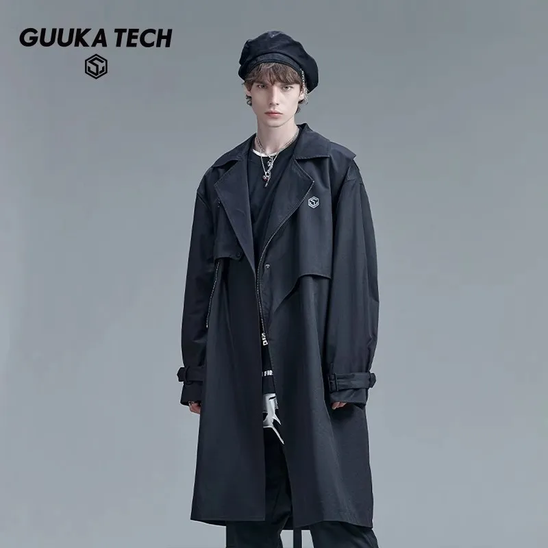 GUUKA TECH Trench Coats Unisex Black-1