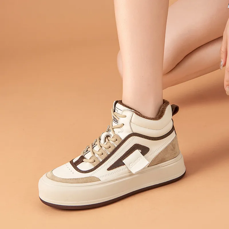 DG Casual Shoes Women's Low Top Beige Apricot/Beige Black-2