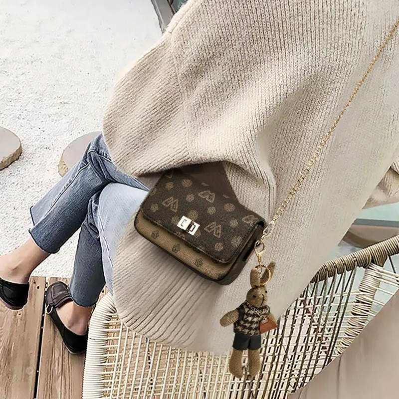 Safiya Synthetic Leather Small Square Bag Shoulder Bag, Crossbody Bag Medium Size Women's Coffee/White-4