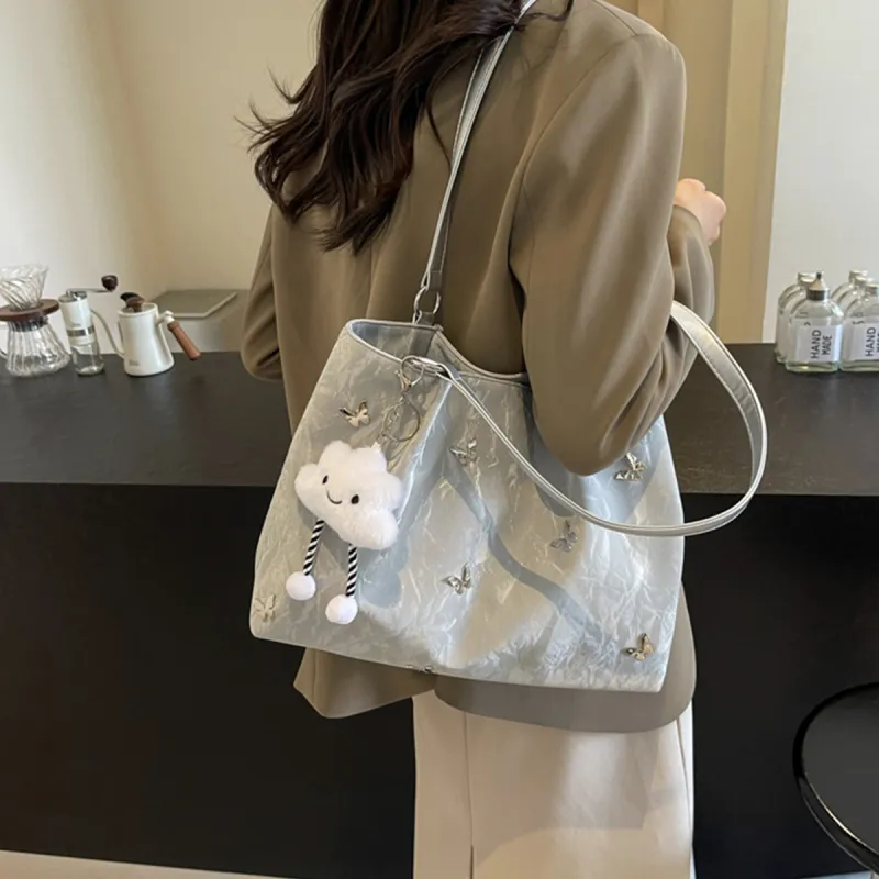 Safiya Synthetic Leather Tote Bag Shopping Bag Shoulder Bags Women's Black/White-9