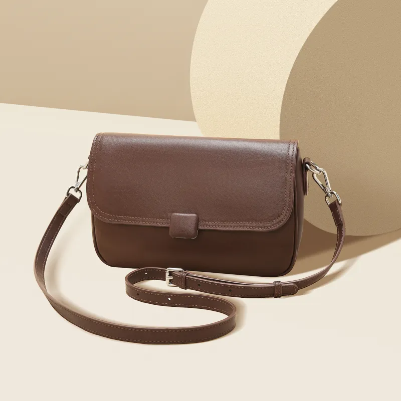Safiya Cow Leather With Synthetic Leather Shoulder Bag Women's Chocolate-14