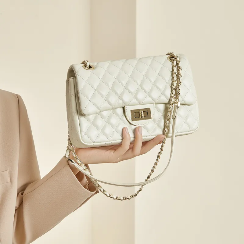 Safiya Cow Leather Shoulder Bag, Crossbody Bag Women's White-3