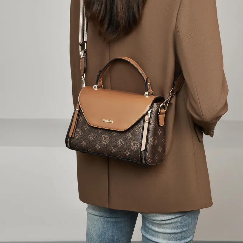 Safiya Synthetic Leather Handbag, Crossbody Bag Women's Coffee-2