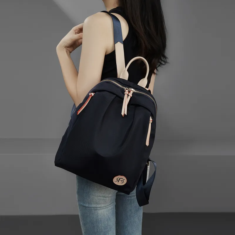 Safiya Fabric Backpack Regular Unisex Dark Blue-3