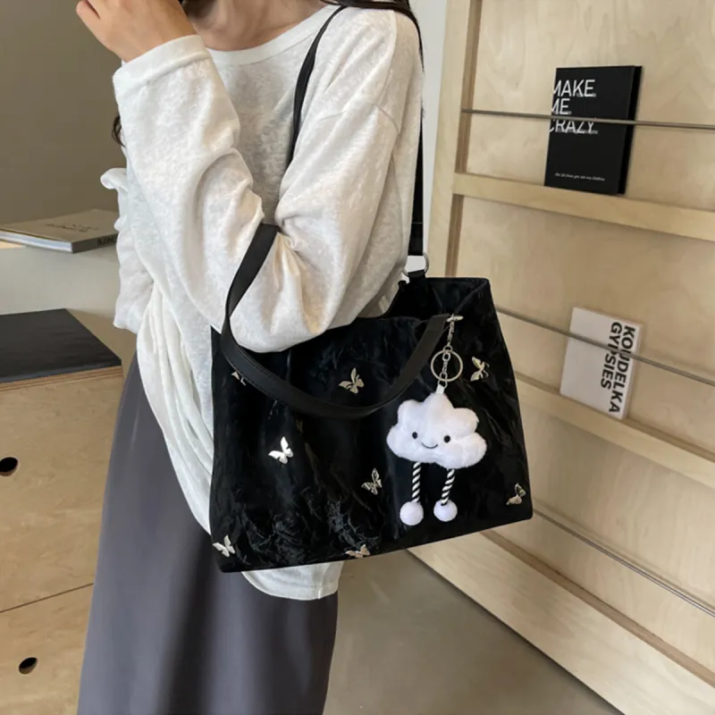 Safiya Synthetic Leather Tote Bag Shopping Bag Shoulder Bags Women's Black/White-2