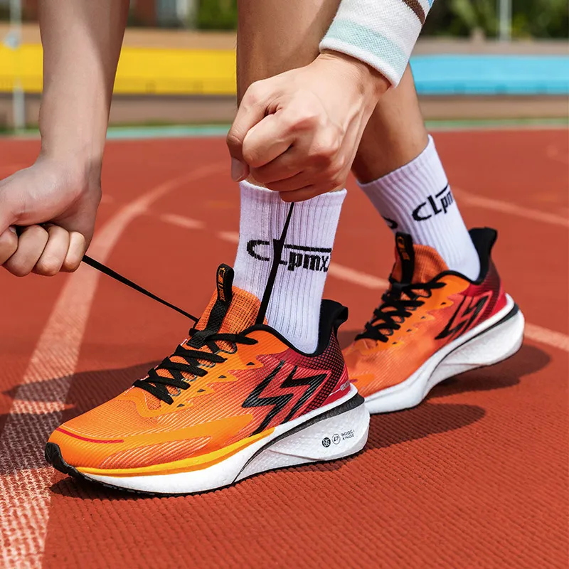 LPMX Cushioned Wear Resistant Lightweight Low Top Running Shoes Outdoor Sports Shoes Men's Black Orange-7