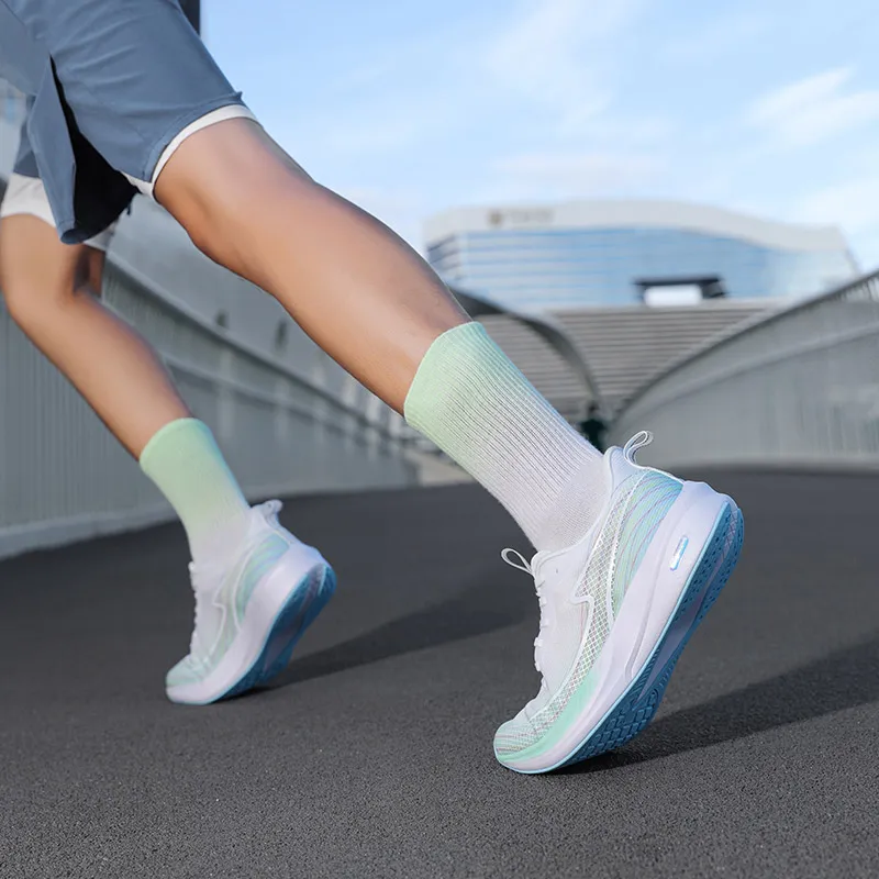 LPMX Cushioning Rebound Wear Resistant Breathable Low Top Running Shoes Unisex Sky Blue Green-10