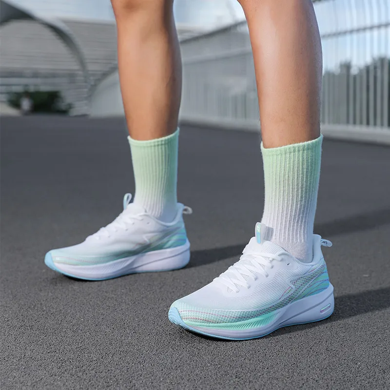 LPMX Cushioning Rebound Wear Resistant Breathable Low Top Running Shoes Unisex Sky Blue Green-8