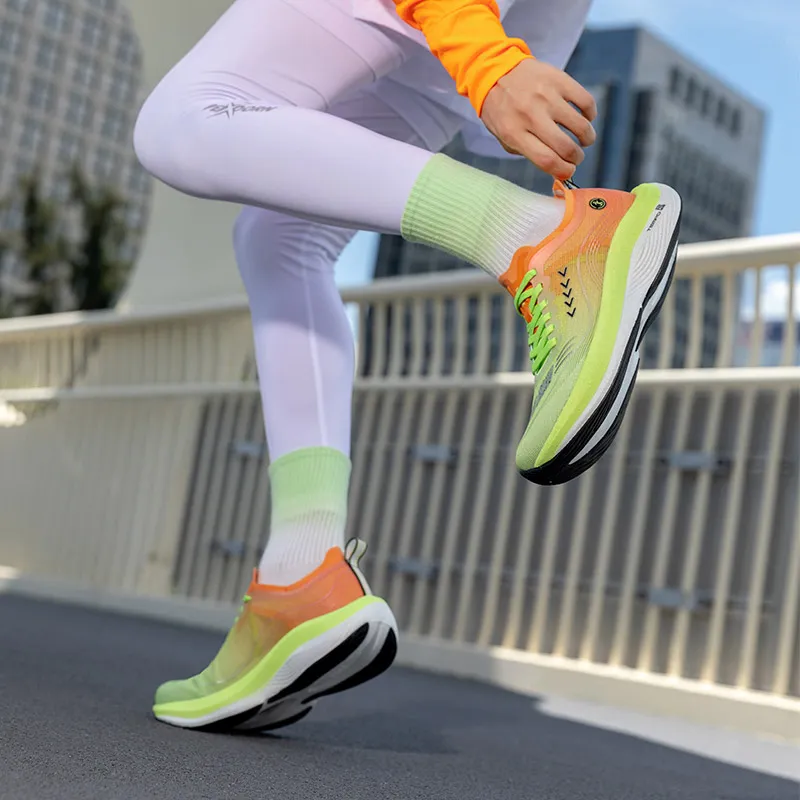LPMX Rebound Support Wear Resistant Lightweight Breathable Slip Resistant Low Top Running Shoes Men's Orange Green-6