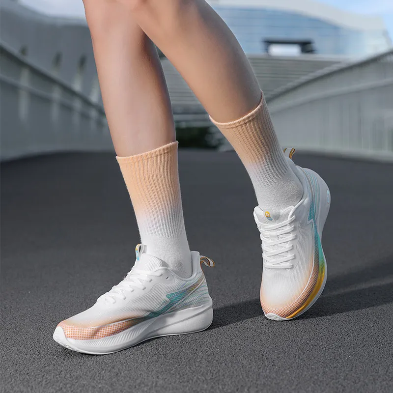 LPMX Cushioning Lightweight Slip Resistant Low Top Carbon Plate Running Shoes Unisex Beige Bright Nectarine-7