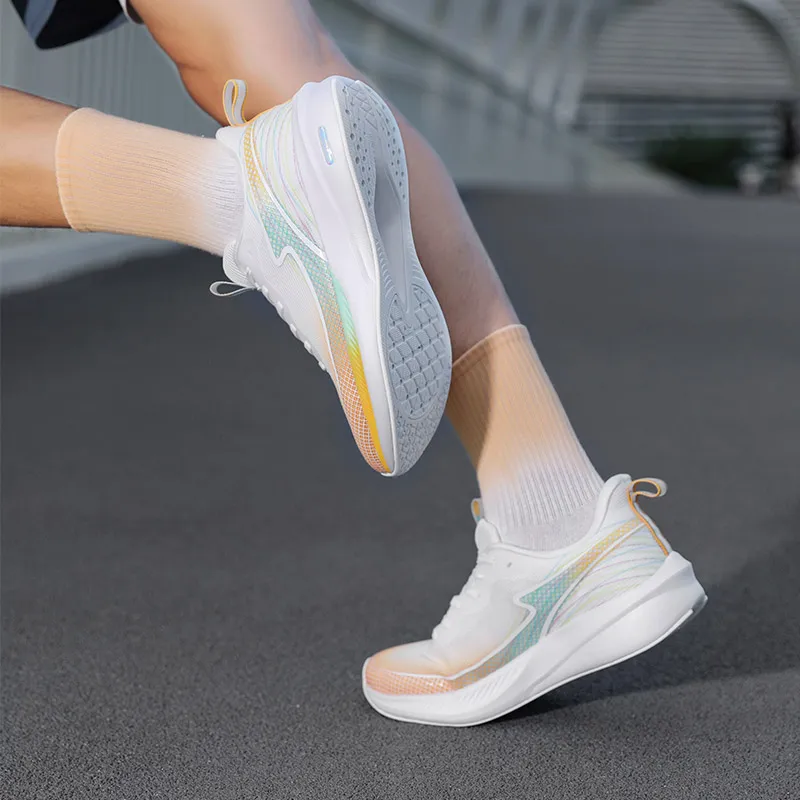 LPMX Cushioning Lightweight Slip Resistant Low Top Carbon Plate Running Shoes Unisex Beige Bright Nectarine-10