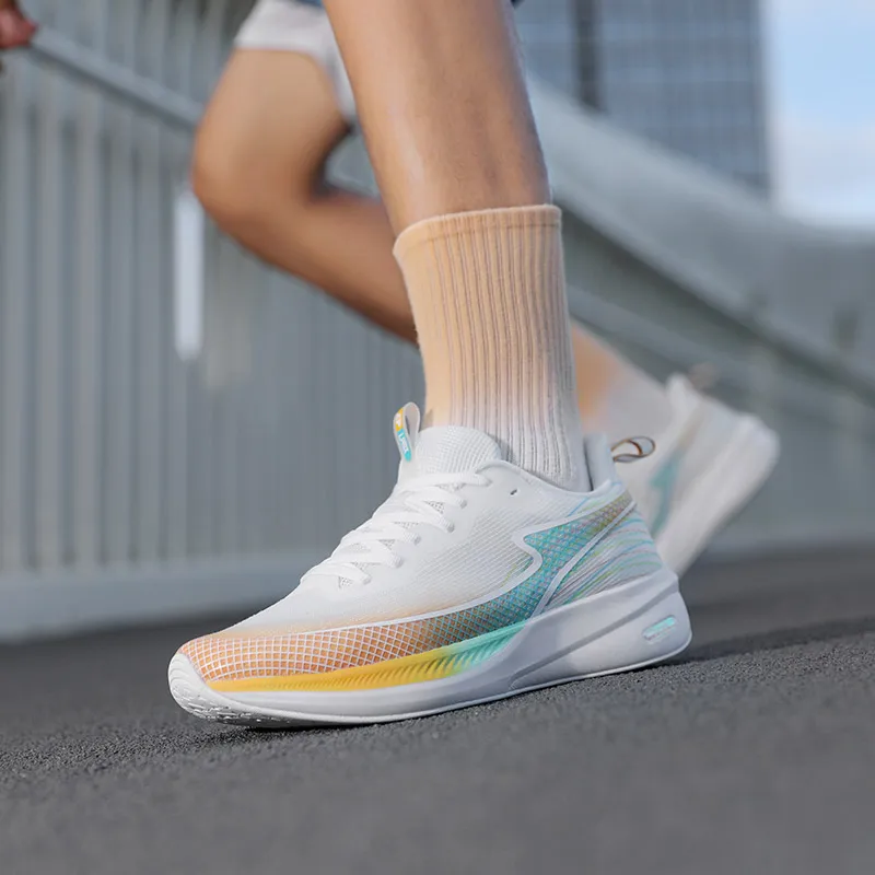 LPMX Cushioning Lightweight Slip Resistant Low Top Carbon Plate Running Shoes Unisex Beige Bright Nectarine-6