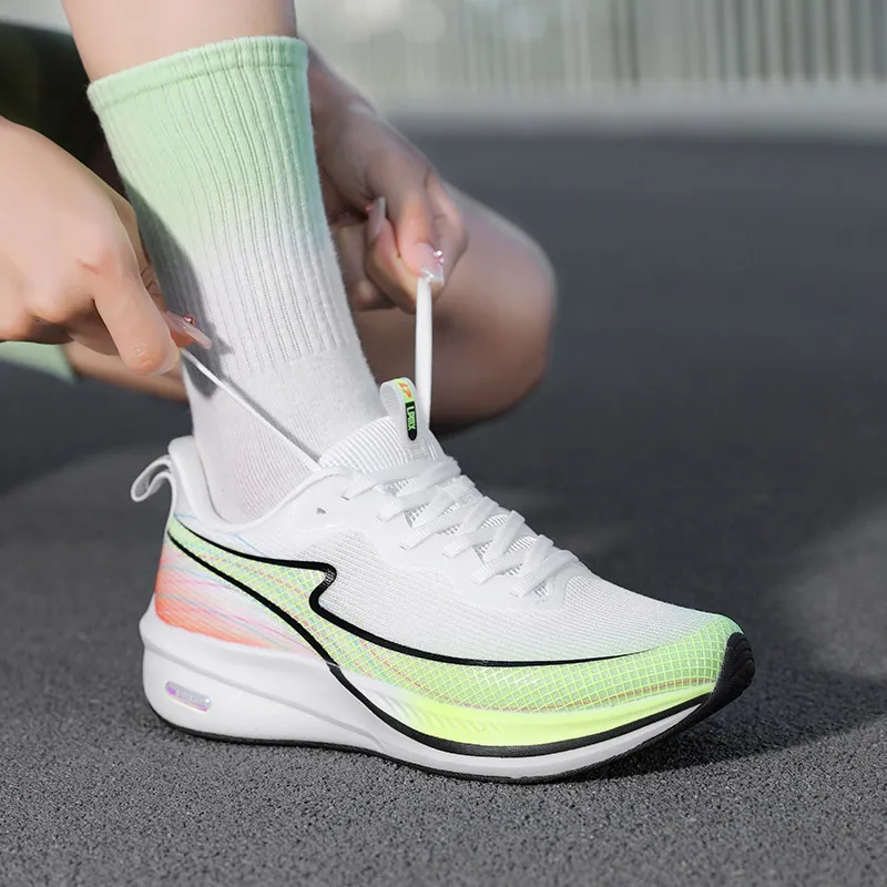 LPMX Cushioned Slip Resistant Rebound Low Top Carbon Plate Running Shoes Unisex Orange Red Neon Green-6