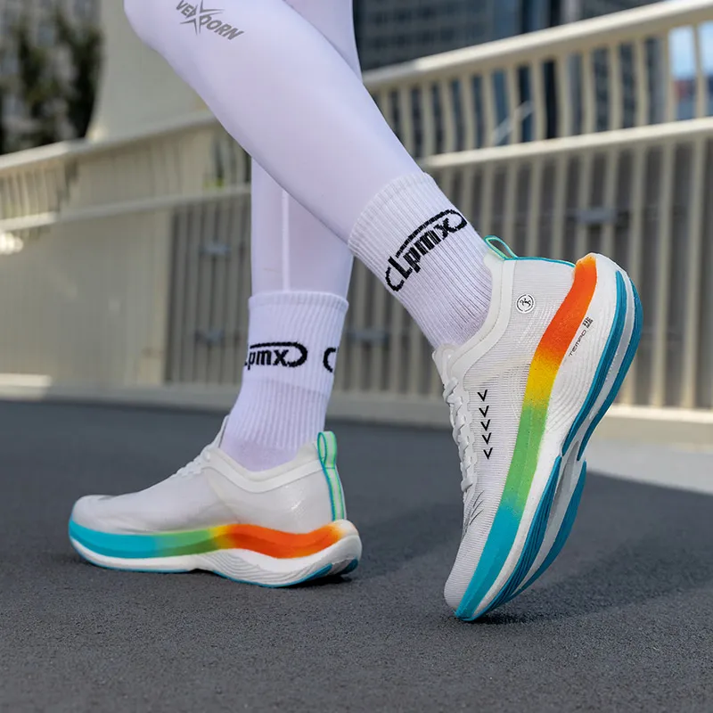 LPMX Breathable Lightweight Rebound Low Top Long Distance Running Running Shoes Men's White-9