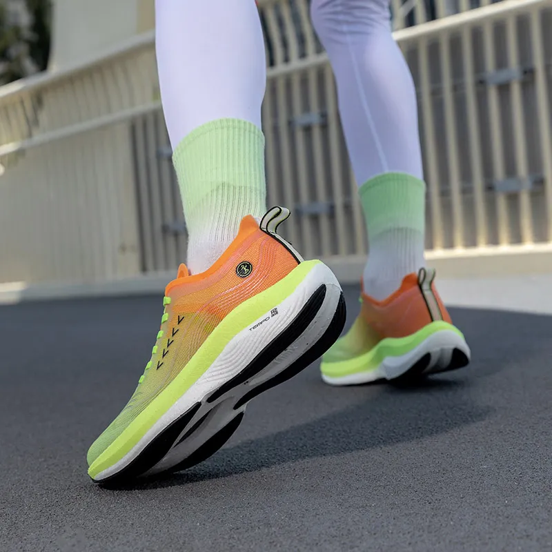 LPMX Rebound Support Wear Resistant Lightweight Breathable Slip Resistant Low Top Running Shoes Men's Orange Green-9
