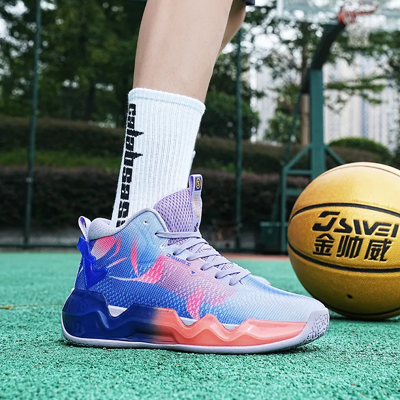 JSWEI Cushioned Slip-Resistant Abrasion-Resistant High-Top Basketball Shoes Men's-13