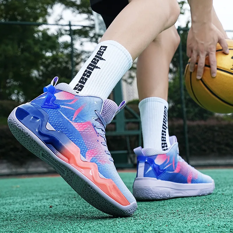 JSWEI Cushioned Slip-Resistant Abrasion-Resistant High-Top Basketball Shoes Men's-10