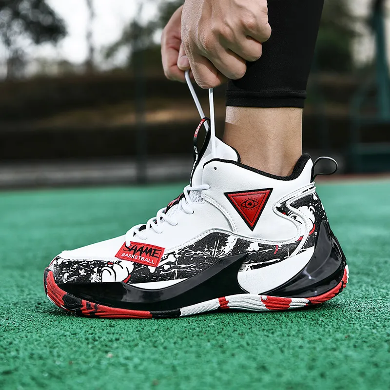 JSWEI Anti-Slip Wear-Resistant Mid-Top Basketball Shoes Men's-6