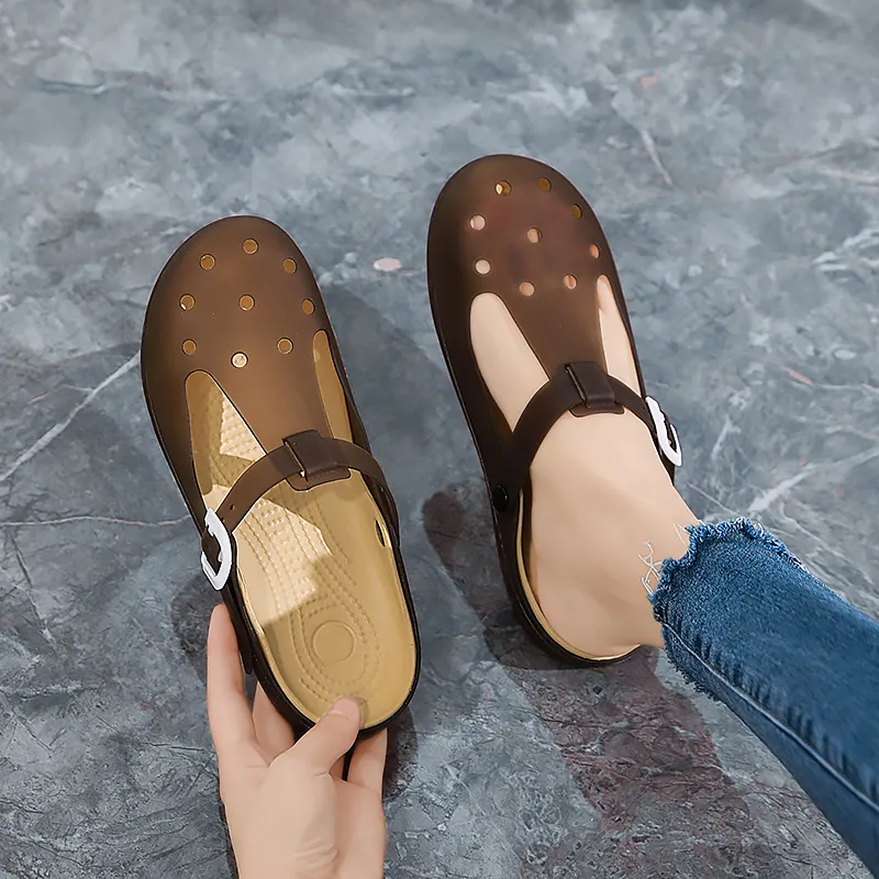 JSWEI Fashion Versatile Lightweight Minimalist Style Closed Toe Sandal Women's-11