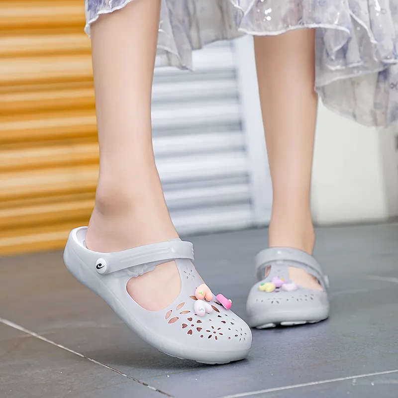 JSWEI Abrasion Resistant Slip Resistant Wrap toe Slippers Women's-18