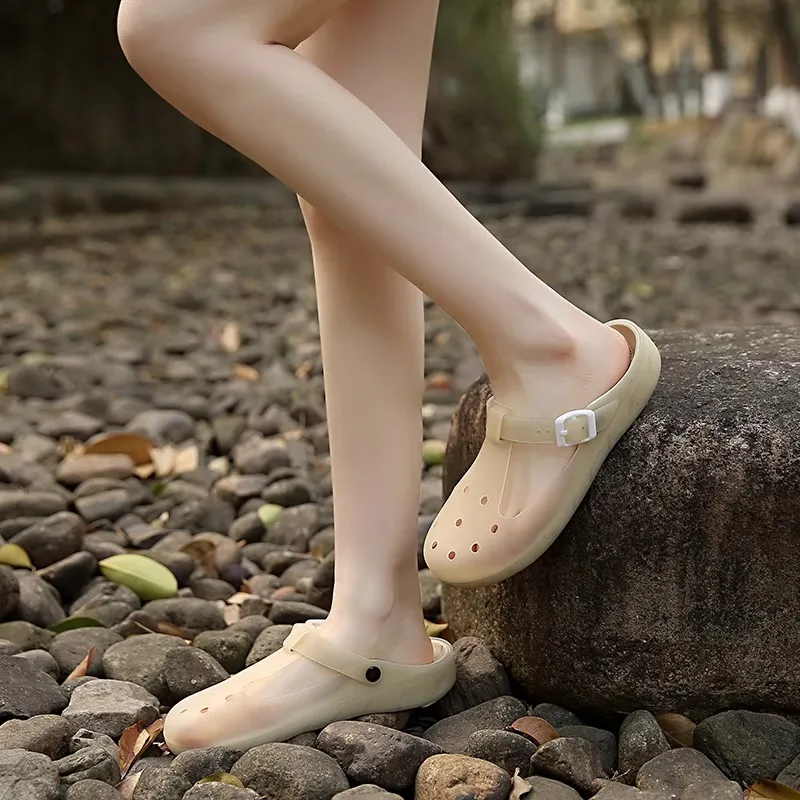 JSWEI Fashion Versatile Lightweight Minimalist Style Closed Toe Sandal Women's-2