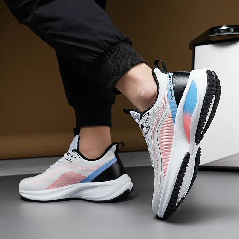 JSWEI Cushioned Slip Resistant Abrasion Resistant Low Top Long Distance Running Running Shoes Men's-4