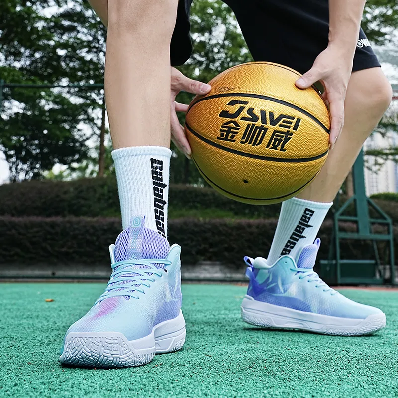 JSWEI Cushioned Slip-Resistant Abrasion-Resistant High-Top Basketball Shoes Men's-3