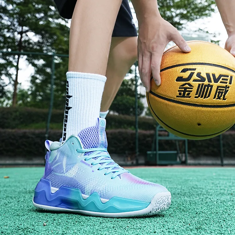JSWEI Cushioned Slip-Resistant Abrasion-Resistant High-Top Basketball Shoes Men's-6