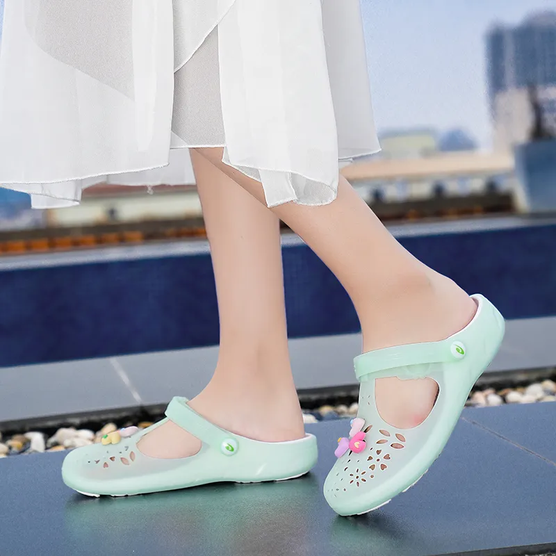 JSWEI Abrasion Resistant Slip Resistant Wrap toe Slippers Women's-7