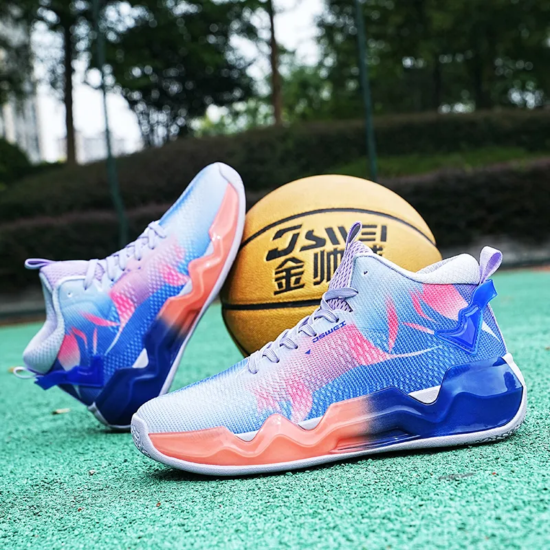 JSWEI Cushioned Slip-Resistant Abrasion-Resistant High-Top Basketball Shoes Men's-12