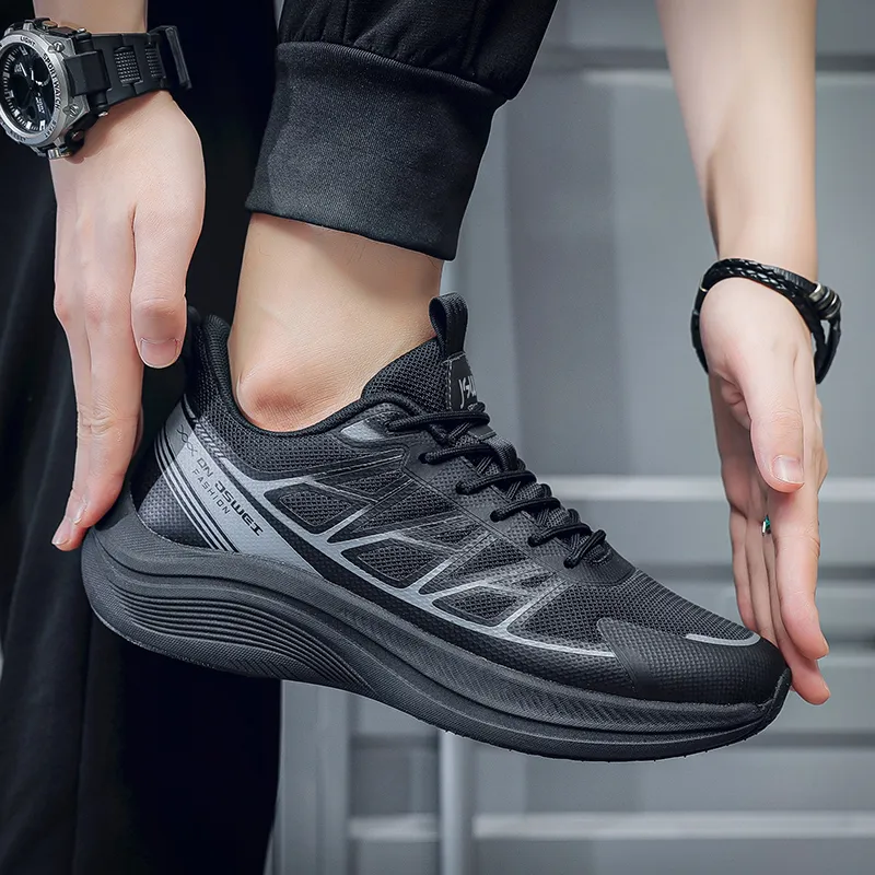 JSWEI Cushioned Slip Resistant Abrasion Resistant Low Top Long Distance Running Running Shoes Men's-1