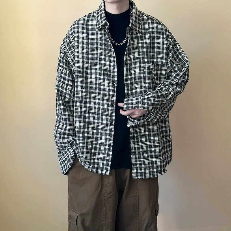 FORCEPULR Shirt Unisex Black White Small Plaid-4