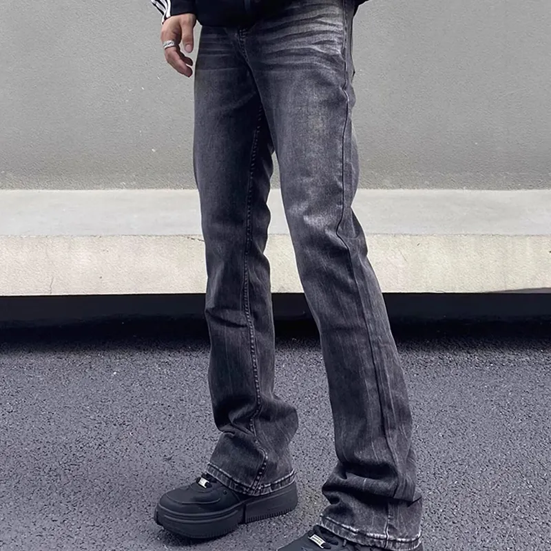 TESTUNG American Luxury Streetwear Vibe Heavyweight Washed Distressed White Mid Rise Bootcut Jeans Unisex-10